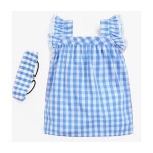 D&L Kids Store Dress 2 Piece Cotton Set Blue White 6/12M A001194